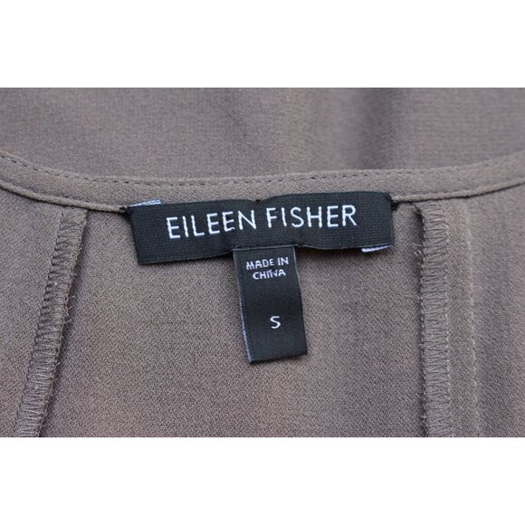 Eileen Fisher - Silk Georgette Crepe Panel A-Line Shift Dress , Cobblestone, S - Picture 3 of 10